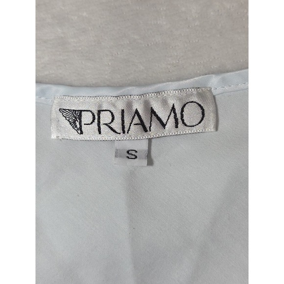 Vintage Priamo Shiny Satin Light Blue White Lace Trim Nightgown Lounge‎ USA Sz S - Picture 4 of 9